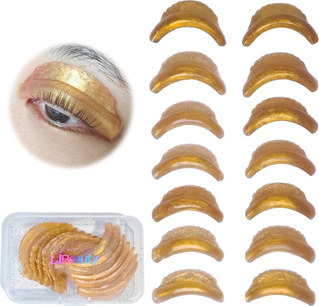 Libeauty Wimpern-Lifting-Pads, 7 Paar, Gold Glitter, Unisex - Bild 1