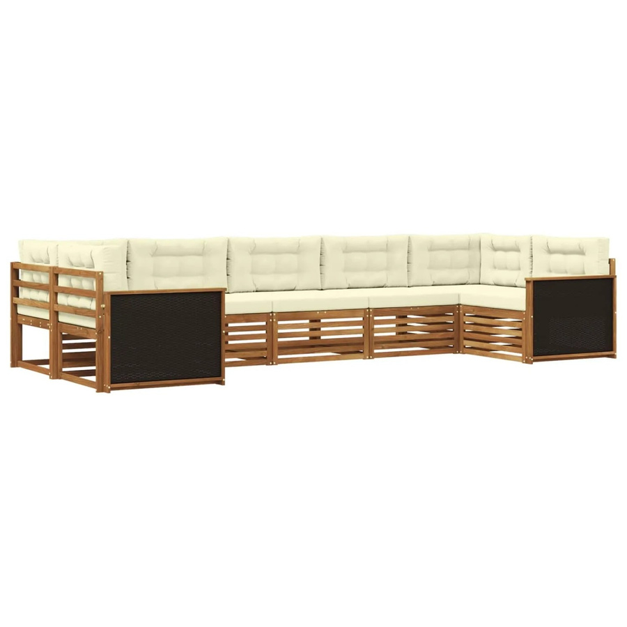 vidaXL Outdoor-Sofagarnitur aus Akazienholz mit Kissen in Natur und Creme - Bild 2