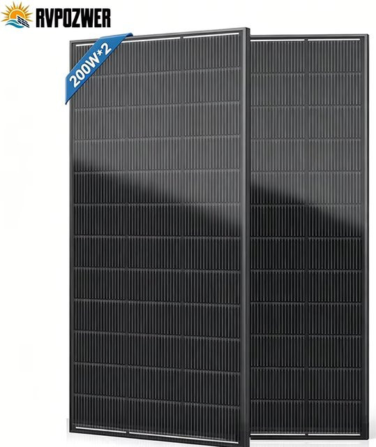 RVPOZWER 400W Solarmodul mit N-Typ Mono-Zellen und 18BB, hocheffizientes PV-Modul für Haus und Wohnmobil, schwarzer Rahmen - Bild 1