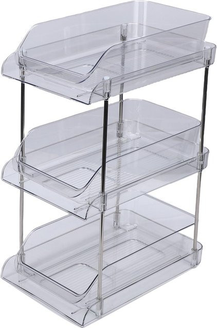 Aimo Ausziehbares 3 Etagen Unterspülenregal zur Organisation in Grau und Transparent für Küche und Badezimmer - Bild 1
