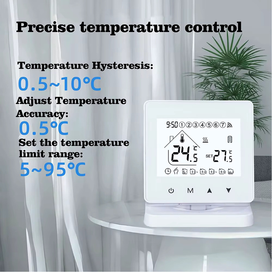 RKHK Wifi Drahtloser Smart Thermostat in Weiß für Gaskessel und Fußbodenheizung, Programmierbarer RF Temperaturregler mit Tuya App-Steuerung, kompatibel mit Google Home und Alexa - Bild 3