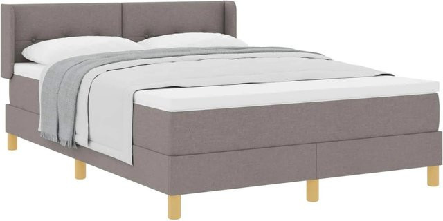 vidaXL Boxspringbett mit Matratze in Taupe und Grau aus Stoff und Kiefer, B/T/H: 163 x 160 x 203 cm - Bild 1