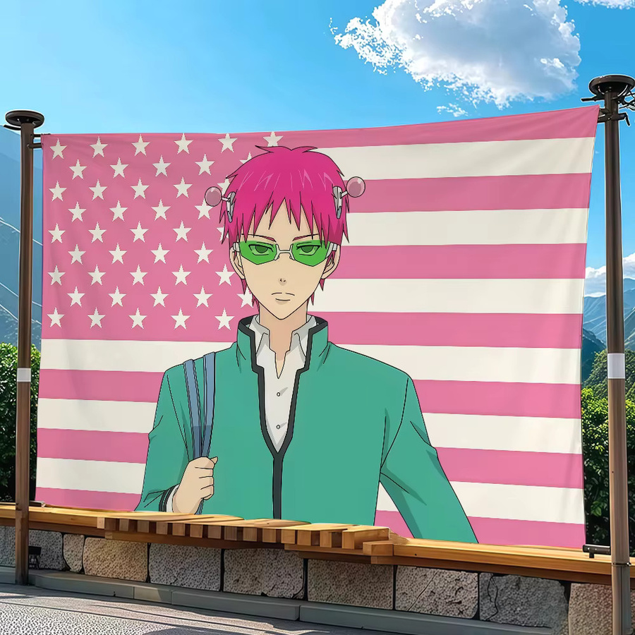 Saiki Kusuo Anime Wandbanner Multicolor, Rechteckige Textil-Dekoration für Innenbereich und Outdoor, Breite: 60 cm, Höhe: 40 cm - Bild 3