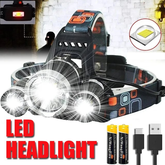 XIWANGFIRE Ultraheller tragbarer LED-Scheinwerfer in Schwarz mit wiederaufladbarem Akku für Outdoor, Camping und Notfälle - Bild 1