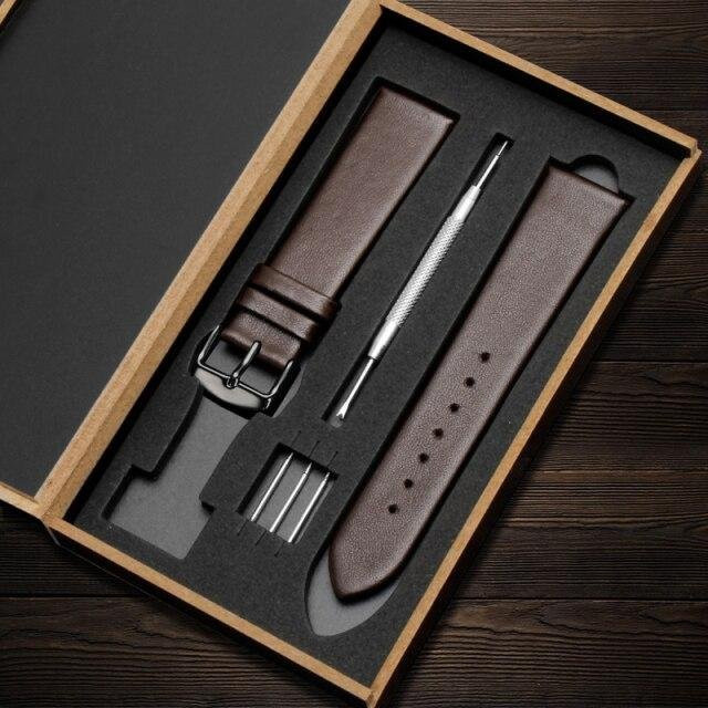 Uhrenarmband Echtleder, Schwarz Braun, Unisex, 12 mm - Bild 1