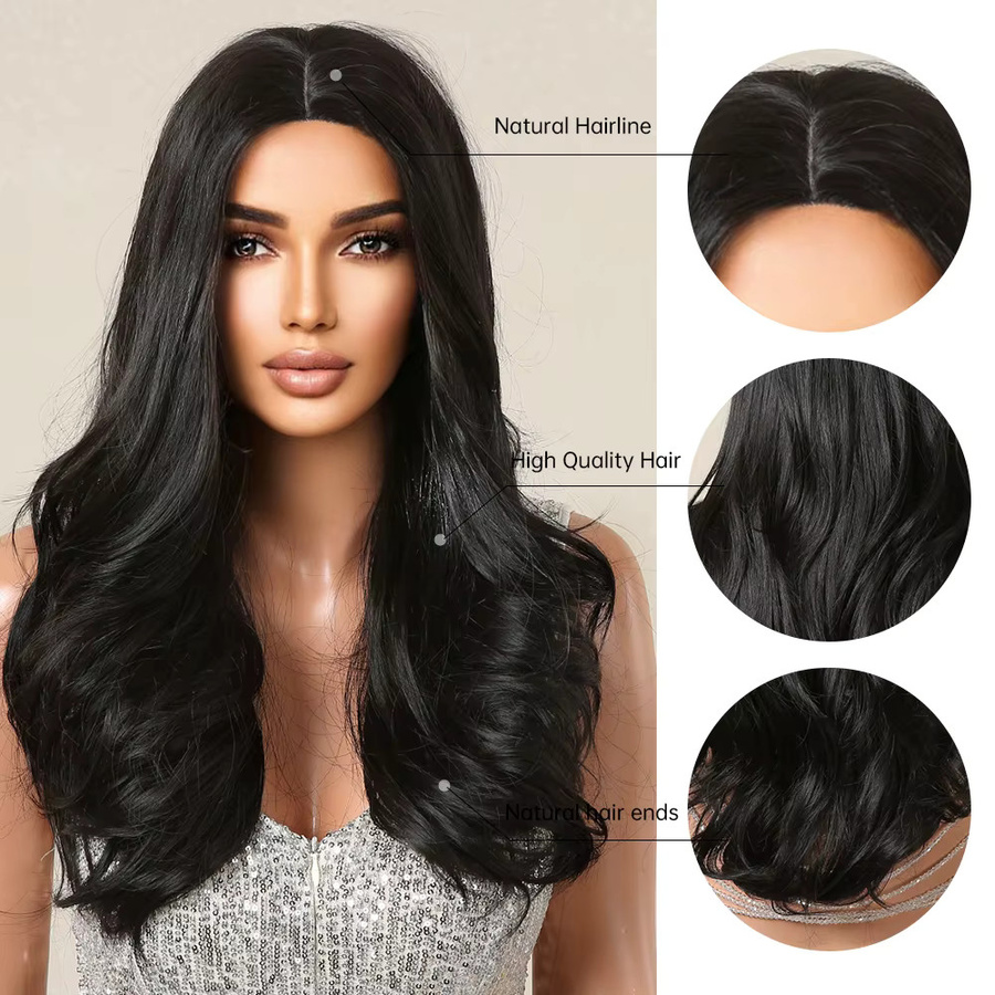 HAIRCUBE Synthetische Perücke, gewellt, dunkelschwarz, schulterlang - Bild 4