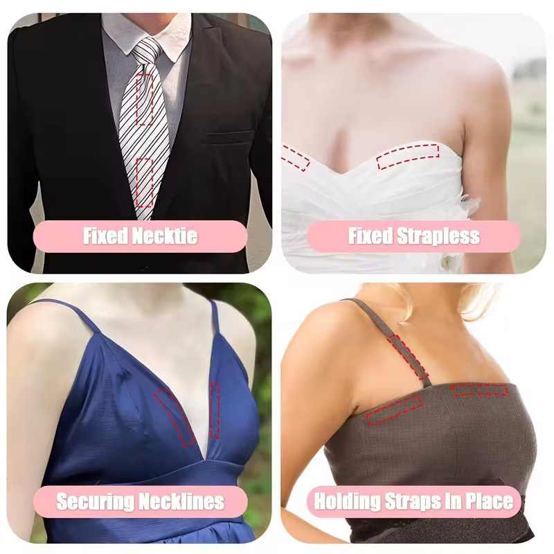 Doppelseitiges, transparentes Blendschutz-Klebeband als unsichtbarer Sicherheits-Klebeaufkleber für Kleidung und Schulterkragen - Bild 3