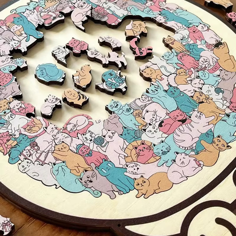 A-Nice Katzenförmiges Holzpuzzle, 135-teiliges Set, Tiere, Bunt / Mehrfarbig - Bild 2