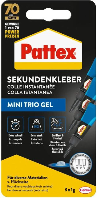 Pattex Sekundenkleber Ultra Gel Mini Trio, transparent, 3 g - Bild 2