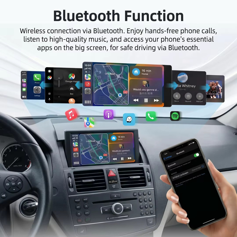 BONROAD Kabelloses CarPlay und Android Auto Navigationsmodul für Mercedes Benz A B C E Klasse GLA CLA GLC GLK NTG4.5 NTG4.7 NTG5.0 in Schwarz mit Wi-Fi und Bluetooth - Bild 5