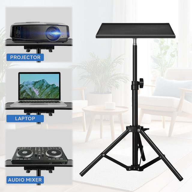 VODOOL Universal Stativablage mit 1/4 Zoll Gewinde in Schwarz, höhenverstellbarer Kamerahalter und Laptop-Ständer für DSLR Kameras und Projektoren - Bild 1