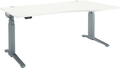 Schäfer Shop Genius ERGOSTYLE S Schreibtisch elektrisch höhenverstellbar mit C-Fuß und Memory Master, weiß/anthrazit, B: 180 cm, T: 80-100 cm, H: 64,5-130,5 cm - Bild 1