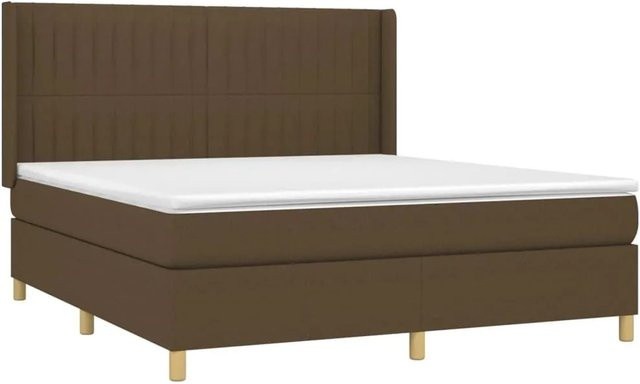 vidaXL Boxspringbett mit Matratze in Dunkelbraun, Hybridbett mit LED-Unterbettbeleuchtung und USB-Ladeanschluss, B/T: 180 x 200 cm - Bild 1
