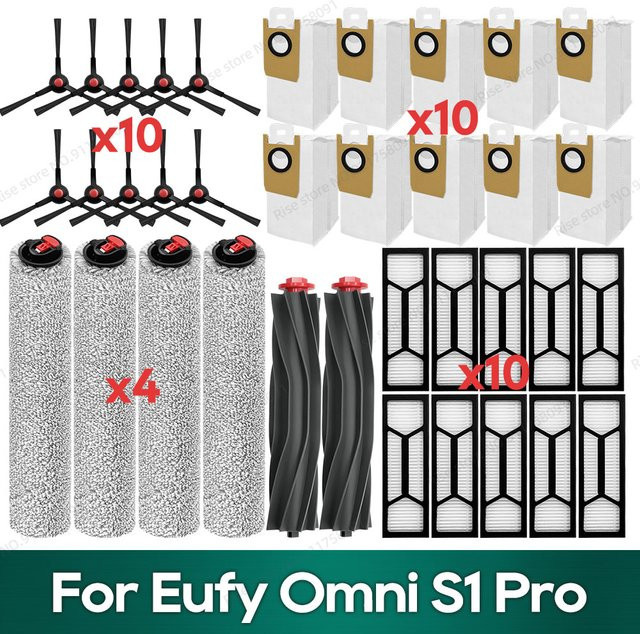 OSSIEAO Ersatzteilset für Eufy S1 Pro in Weiß mit Staubbeuteln, Hauptbürste, HEPA-Filtern und Wischtüchern - Bild 1