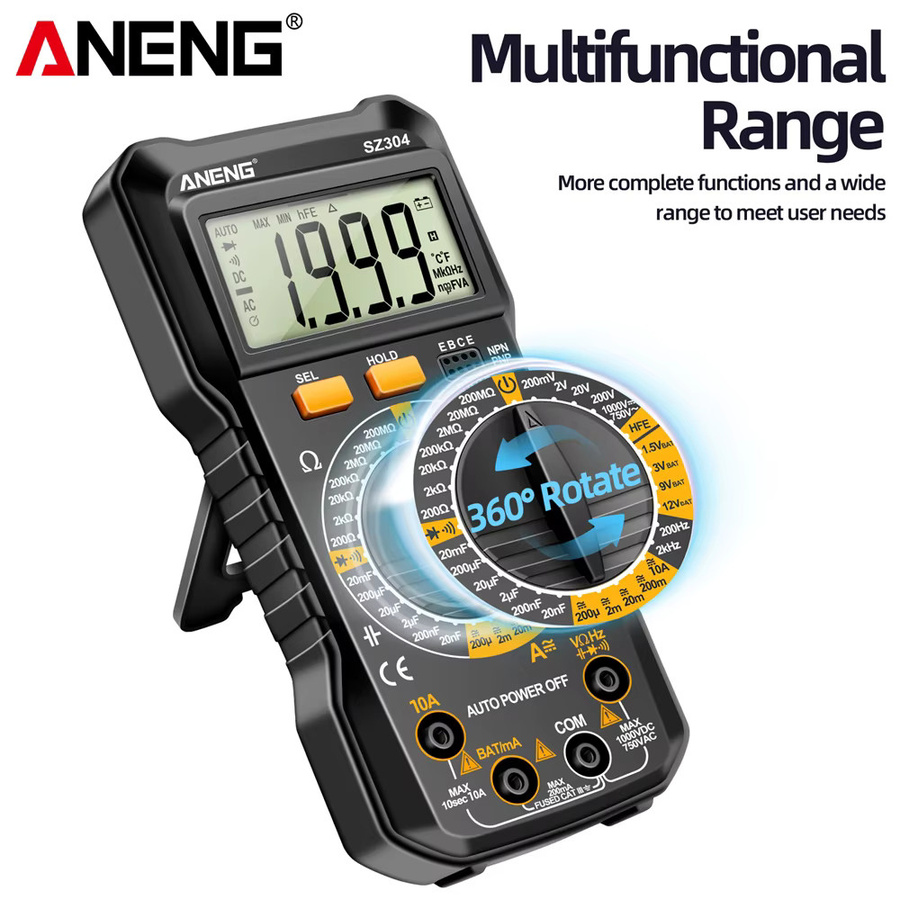 ANENG SZ304 Digital-Multimeter True RMS Handheld Messgerät mit NCV für Spannung, Strom, Widerstand und Triode in Rot und Schwarz - Bild 3
