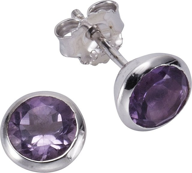 Zeeme Gemstones Ohrringe 925 Silber, rhodiniert, Amethyst, Damen, 7,5 mm - Bild 1