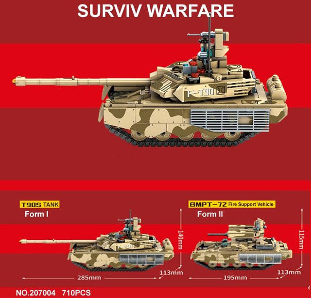 Activating Toys WW2 Militär 2-in-1 T90S Panzer BMPT-27 Feuerunterstützungsfahrzeug, Bausteine, ab 3 Jahren - Bild 1