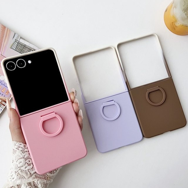 Stoßfeste Silikon Handyhülle mit Farbverlauf und Fingerring für Samsung Galaxy Z Flip 7, Z Flip 6, Z Flip 5 und Z Flip 7FE in Pink - Bild 1
