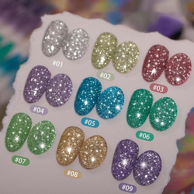 MIANEL Flashing Diamond Glitter Gel Nagellack, 12 ml, Grün - Bild 1