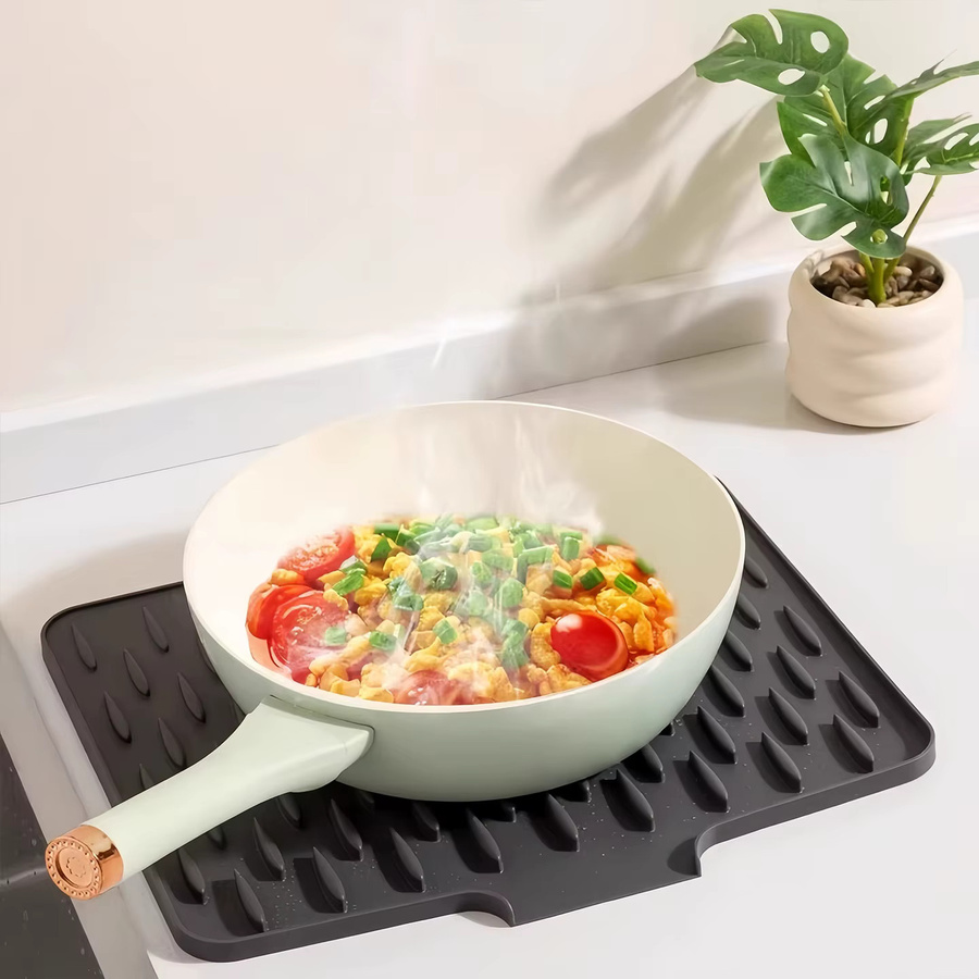 RONLOOL Silikon-Abtropfmatte in Grün, rutschfeste Küchenmatte als Hitzeschutz und Arbeitsplattenmatte, B/T: 32,0 x 26,0 cm - Bild 2