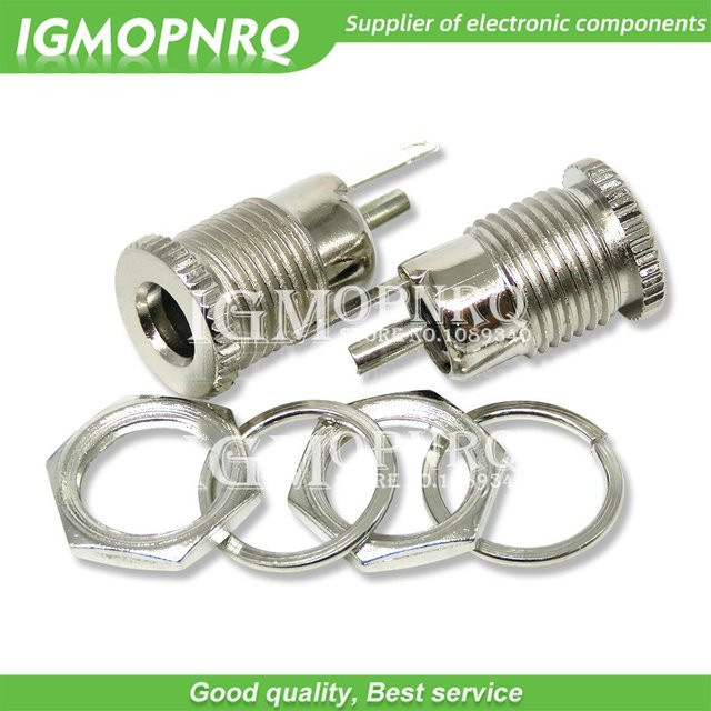 5er Set DC099 DC Power Jack Buchse Weiblich Panel Mount Stecker aus Metall in Silber mit 5,5mm x 2,1mm Anschluss und 11mm Lochmaß - Bild 1