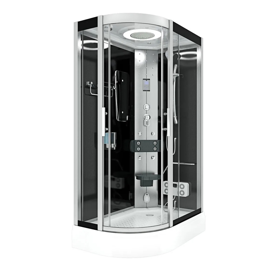 AquaVapore Duschkabine Komplettdusche mit Regendusche, Handbrause und LED-Beleuchtung, Eckdusche in Schwarz und Transparent, B/T: 120 x 80 cm - Bild 2