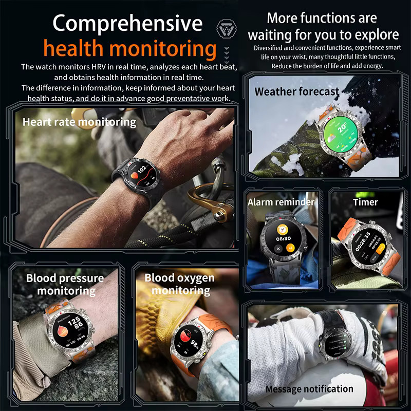 GEJIAN Smartwatch, Schwarz, Silikon, GPS, Rund - Bild 4