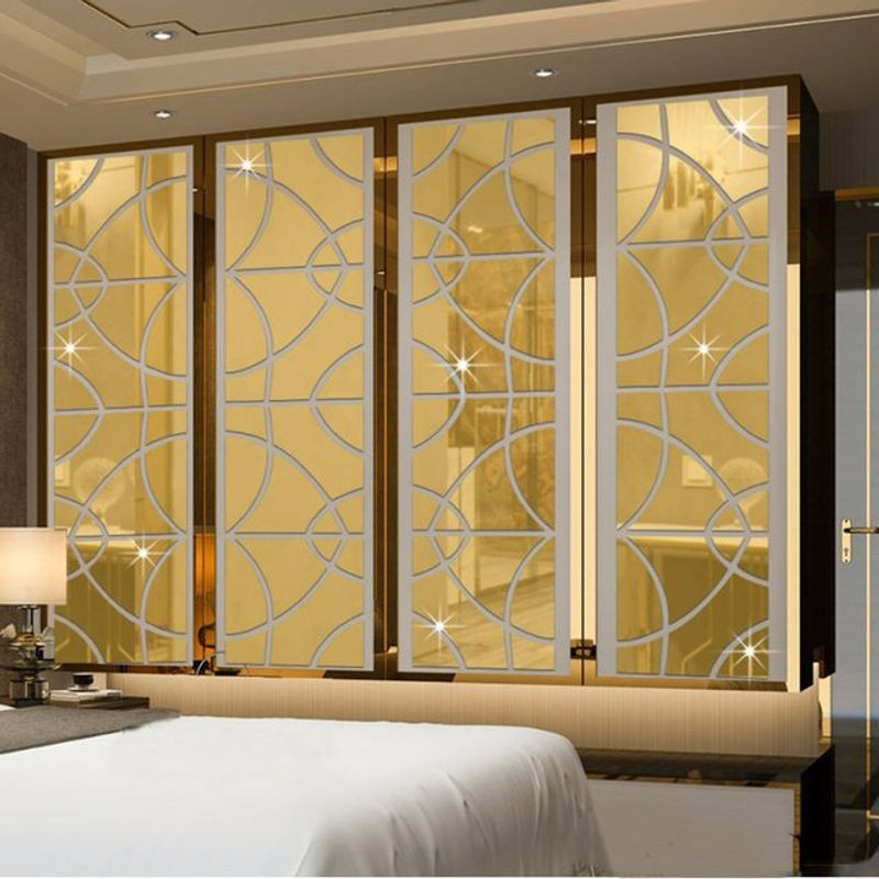 DXLYMYU 3D Acryl Spiegel Wandaufkleber Geometrie Kombination im Art Déco Stil für Wohnzimmer und Zuhause in Silber oder Gold - Bild 1