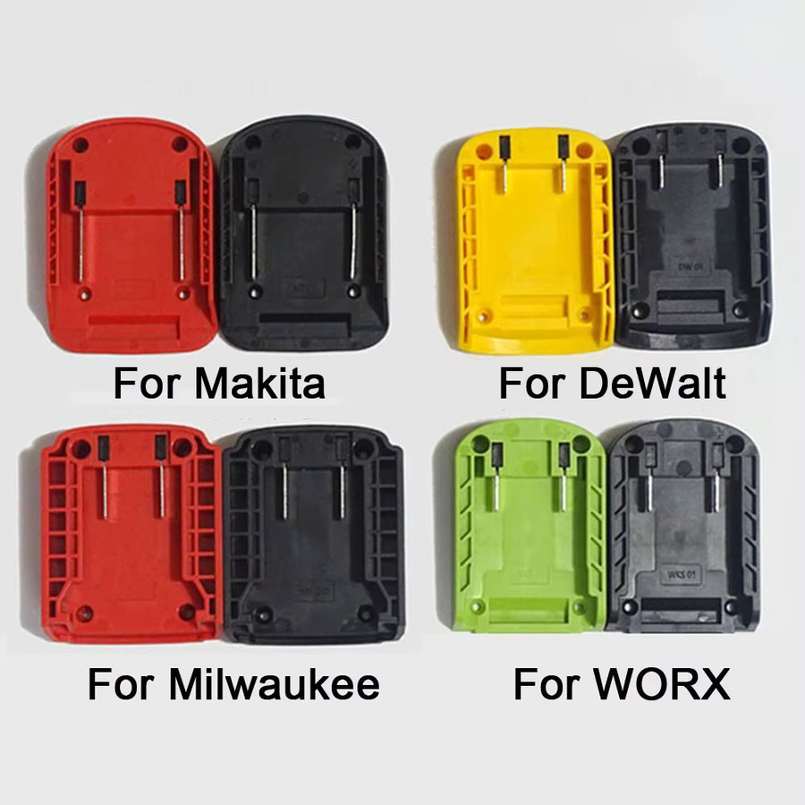 DIY Adapter Konverter Basis Ladekopf Schale für Makita, Dewalt, Worx und Milwaukee 18V Lithium Akku, Farbe: Schwarz - Bild 3