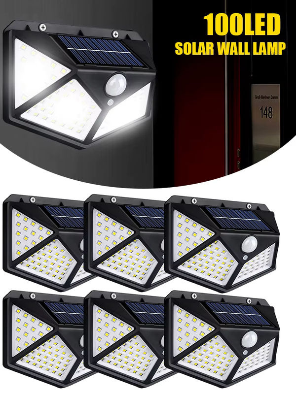 XIWANGFIRE Solar-LED-Wandleuchte für den Außenbereich mit 100 LEDs und Bewegungsmelder in Schwarz - Bild 7