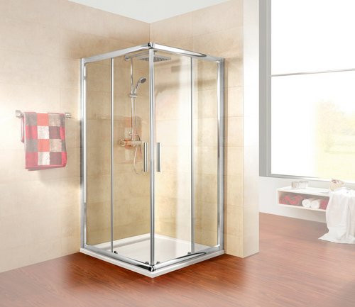 Schulte Duschkabine Kristall Trend Eckeinstieg mit Schiebetür, Farbe Silber, B/T/H: 80 x 80 x 185 cm - Bild 1