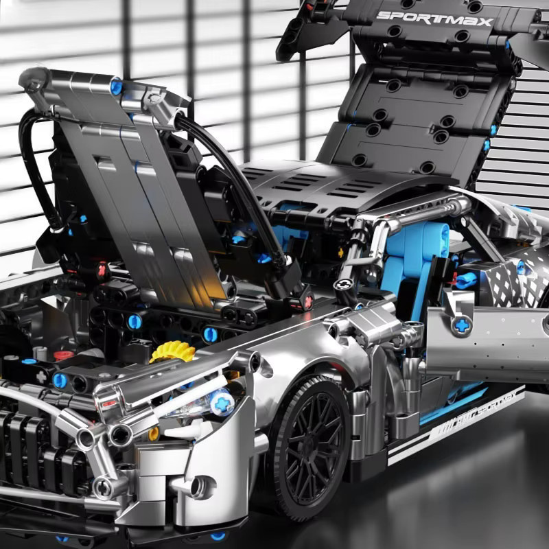 HUATEC Technischer Silberner Supersportwagen, Rennwagen-Bausatz, 1:14, 1310 Teile - Bild 3
