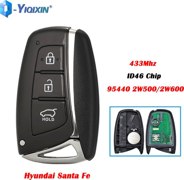 YIQIXIN Auto Fernbedienung Schlüssel für Hyundai Santa Fe 2012-2015, 433 MHz, ID46 Chip, Farbe: Schwarz - Bild 1