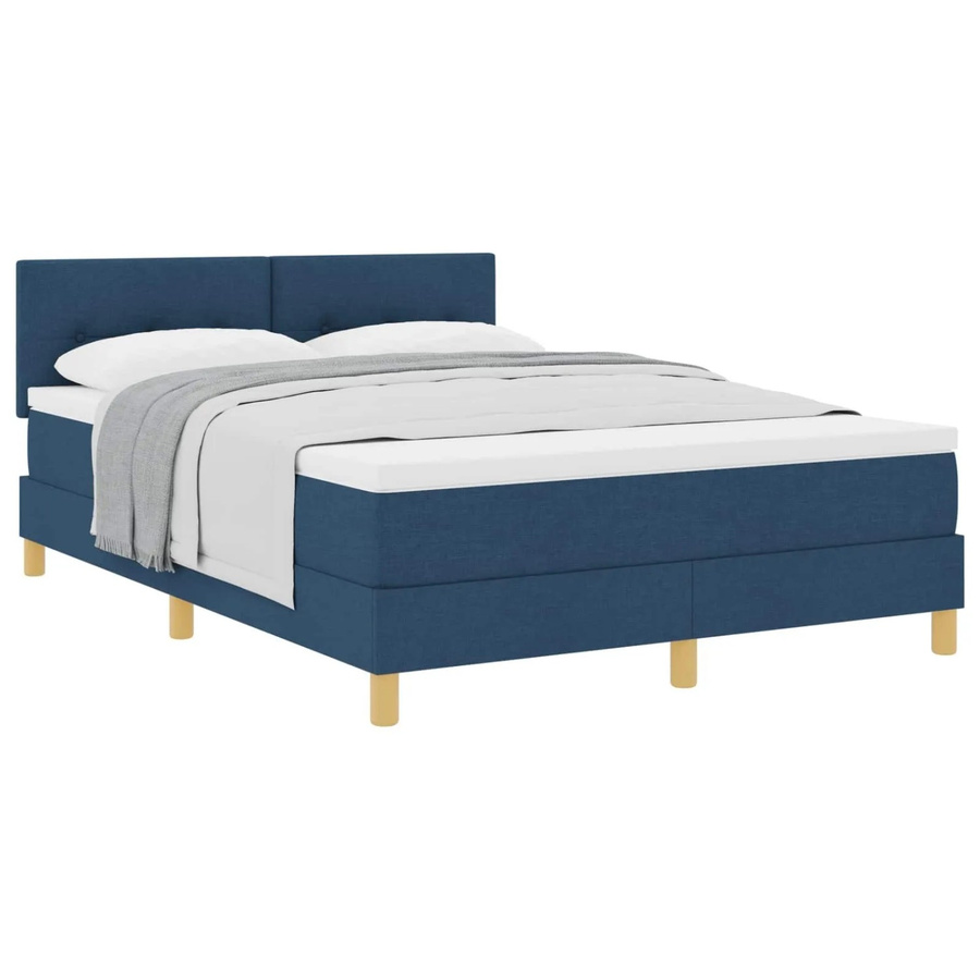 vidaXL Boxspringbett Hybrid mit Matratze und Kopfteil in Blau, B/T/H: 160 x 200 x 280 cm - Bild 2