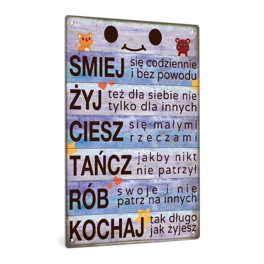 Putuo Decor Vintage Metallblechschild mit polnischen Zitaten SMIEJ Mohamed Elizabeth in Mehrfarbig, Rechteckig, Breite: 30,0 cm, Höhe: 20,0 cm - Bild 2