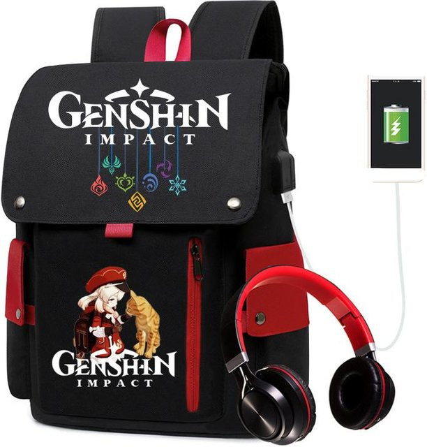 3-teiliges Schulrucksack-Set in Schwarz aus Oxford-Stoff mit großem Fassungsvermögen inklusive Federmäppchen und Schultergurt - Bild 1