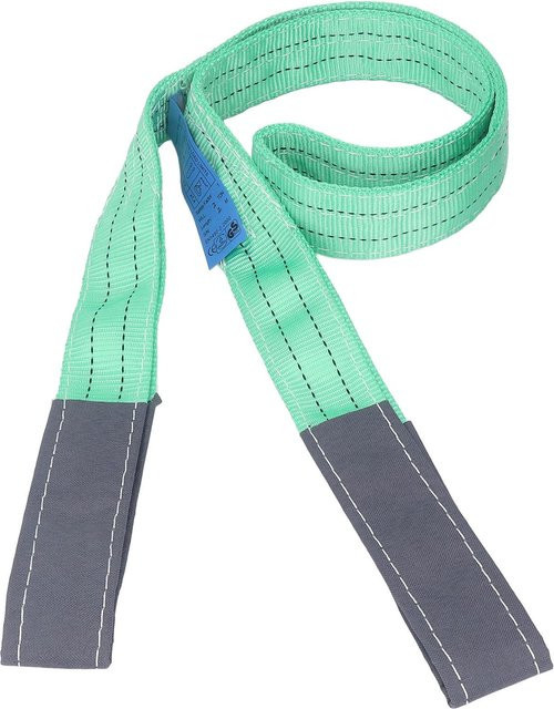 Flaches Hebeband aus Polyester mit Doppelschlaufenschäkel in Grün, Tragkraft 2t, Länge: 2 m - Bild 1