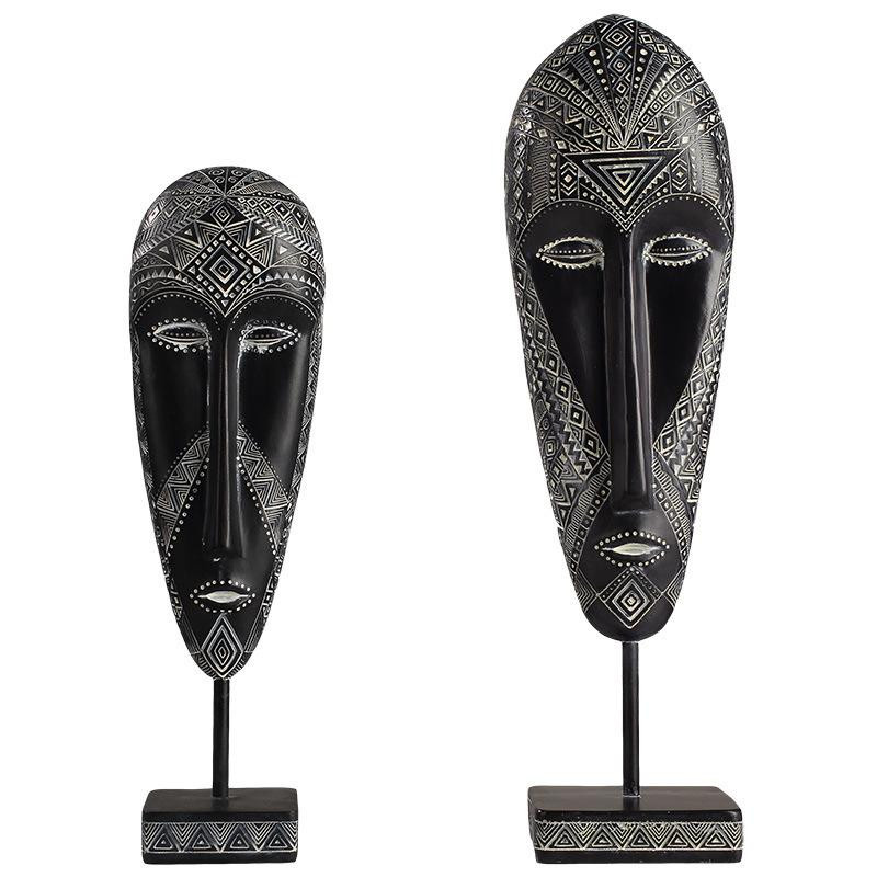 Handgefertigte Kunstmaske im afrikanischen Retro-Stil von Yiran Furniture als dekorative Harzskulptur für die Tischdekoration - Bild 2