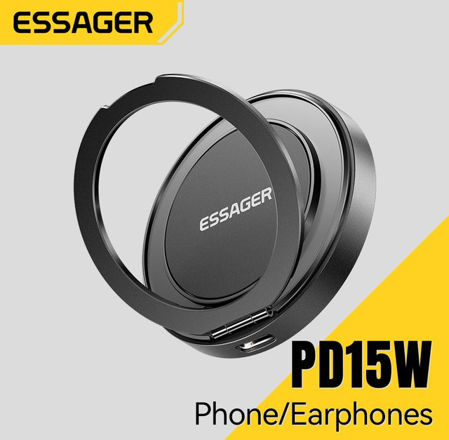 Essager Magnetisches Kabelloses Ladegerät mit Halterung 15W Schnellladung für iPhone und AirPods in Schwarz - Bild 1