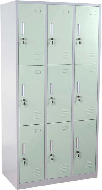 Proregal Schließfachschrank Saturn aus Metall mit 9 Fächern in Grün, H x B x T: 180 x 90 x 50 cm - Bild 1
