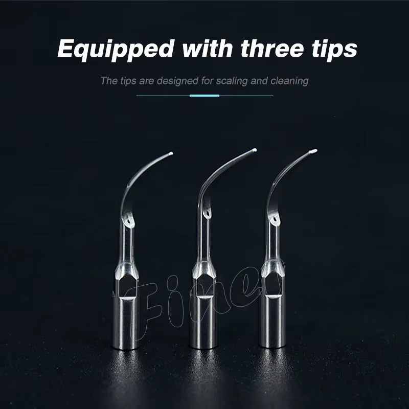 Finer Dental-Ultraschall-Luft-Scaler-Handstück mit 3 Spitzen, 2-Loch und 4-Loch, pneumatisches Handstück für die Zahnreinigung und Skalierung, Farbe: Silber - Bild 2