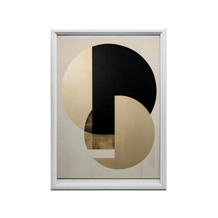 Kunstdruck Sich durchdringende Farben von Gold und Schwarz von Marcin Zbijowski in Gold und Schwarz mit Holzrahmen Helle Eiche, B: 50 cm, H: 70 cm - Bild 2