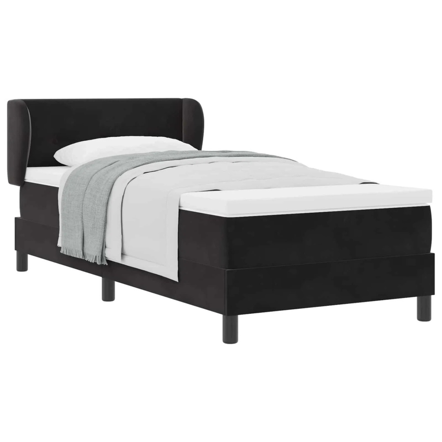 vidaXL Boxspringbett mit Matratze in Schwarz aus Samt, B/T/H: 100 x 200 x 104,5 cm - Bild 2
