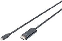 Digitus USB-C auf HDMI Adapterkabel, 5m, 4K @ 60Hz, Schwarz/Gold - Bild 1