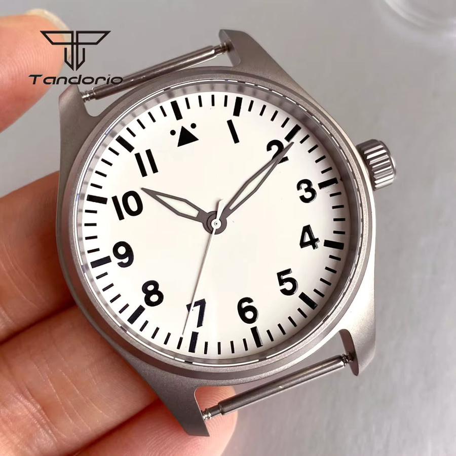 Tandorio Armbanduhr-Teile, Titan, Silber, 39mm Pilot-Uhrengehäuse - Bild 3