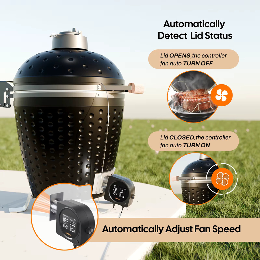 Inkbird ISC-028BW Kabelloser Grill-Temperaturregler in Schwarz mit 5 Sonden und automatischem Raucherventilator - Bild 5