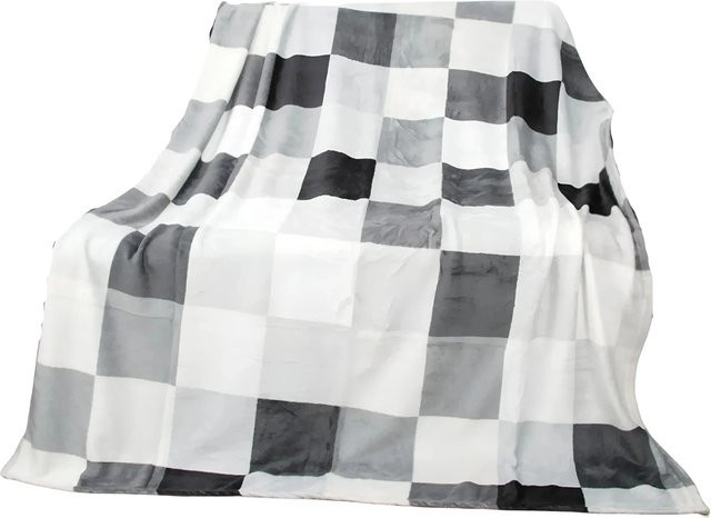 Bestlivings Flanell Kuscheldecke Bella Casa Hellgrau Karo B/B: 130 x 170 cm - Bild 1