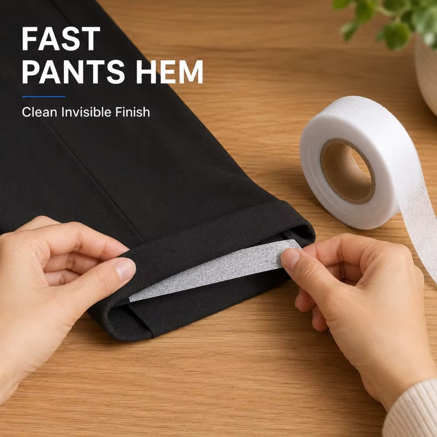 Selbstklebendes doppelseitiges Hosenkantenband in Weiß für Jeans, Hosen und Stoffreparaturen (Breite: 1,0 cm, Länge: 64,0 cm) - Bild 2