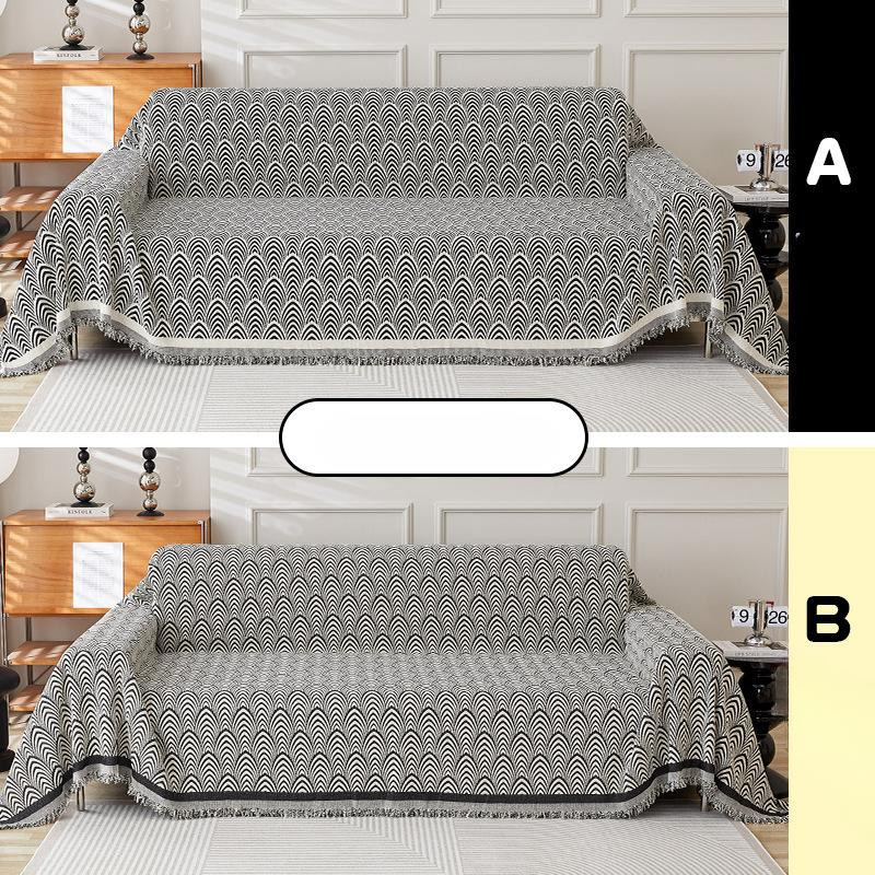 Super Six Sofabezug aus Chenille in Schwarz und Weiß, doppelseitiges Sofahandtuch für alle vier Jahreszeiten, B/B: 180 x 130 cm - Bild 2