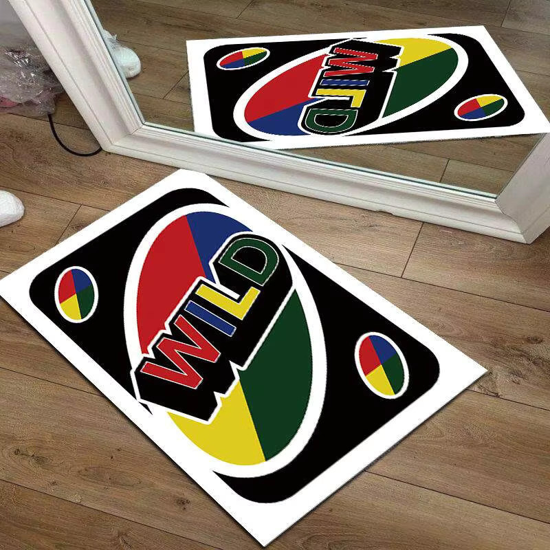 VIKAMA Bodenmatte mit Spielkarten-Motiv in Multicolour, weich und rutschfest, rechteckige Dekomatte für Wohnzimmer und Schlafzimmer - Bild 1